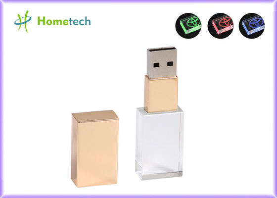 Bastone pendrive di memoria flash del cristallo LED 64GB di USB 2.0 3,0 del regalo del bastone di vetro corporativo su ordinazione del usb