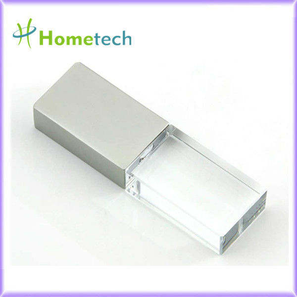 Bastone pendrive di memoria flash del cristallo LED 64GB di USB 2.0 3,0 del regalo del bastone di vetro corporativo su ordinazione del usb