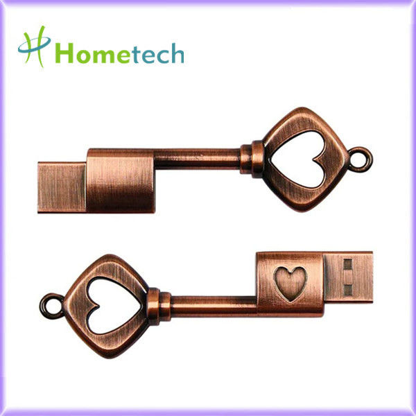 La chiave d'ottone bronzea del cuore del metallo di USB 2.0 modella l'azionamento istantaneo del pollice del disco dell'USB Flash di Pen Drive Memory Stick dell'azionamento 16GB