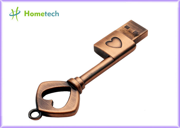La chiave d'ottone bronzea del cuore del metallo di USB 2.0 modella l'azionamento istantaneo del pollice del disco dell'USB Flash di Pen Drive Memory Stick dell'azionamento 16GB