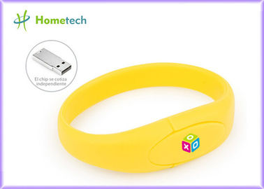 Azionamento giallo di memoria flash del Usb del bastone del Usb 2,0 di chiavetta USB 2-64G del PVC di polsino