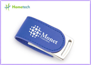 Disco di USB Flash blu del cuoio di Eco del CE 4GB per il prodotto promozionale