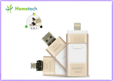 Memory stick dorato del metallo 32GB USB del telefono di OTG per IPhone/PC, una garanzia da 1 anno
