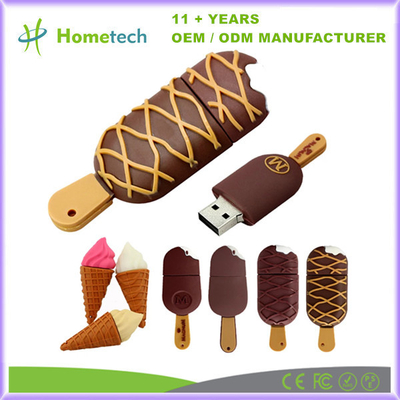 Regalo Cartone animato Dischi di memoria flash USB personalizzati Forma gelato 16GB PVC in plastica