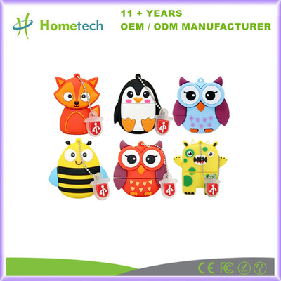 2D / 3D Animal Custom USB Flash Drive Soft PVC gomma USB Flash Memory Stick