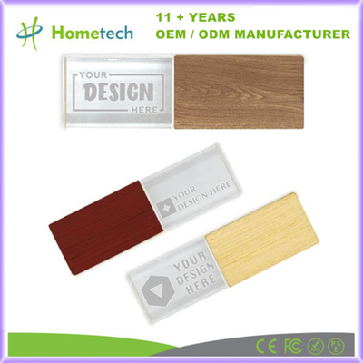 Elegante Flash Drive USB a cristallo con colore di legno per matrimoni e fotografie