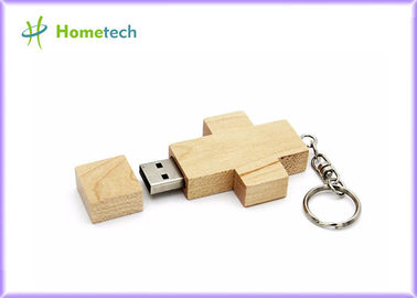 Chiavetta USB di legno 2GB della collana trasversale con il logo dell'incisione laser della catena chiave