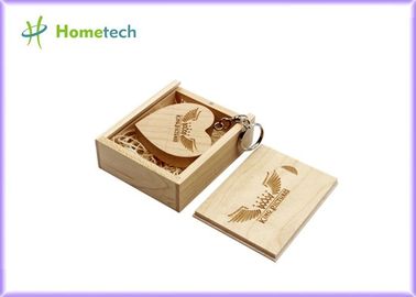 Logo su misura chiavetta USB di legno a forma di cuore per il regalo promozionale