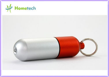 La pillola promozionale della capsula della lega di alluminio di medico del metallo adorabile su ordinazione d'argento & rosso dei regali 4GB ha modellato la chiavetta USB