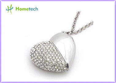USB d'argento gioielli di chiavetta USB del cuore di 1,1/2,0 cristalli, USB Flash in serie guida