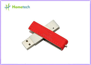 Trasferimento rosso dell'archivio su disco dell'USB Flash del cuoio di rettangolo con l'alta velocità