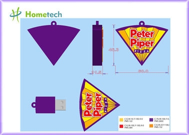 la pizza 4GB ha personalizzato la chiavetta USB, chiave di gomma morbida di memoria di USB del fumetto 2GB