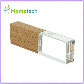 Memory stick di cristallo di legno di bambù della chiavetta USB di Pen Drive della luce di Crystal Transparent 32GB LED di legno nuovo