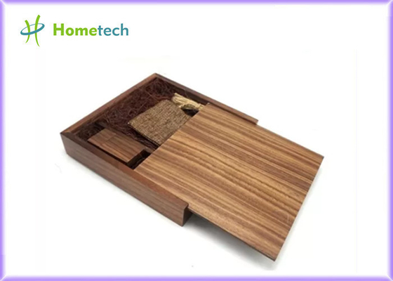 La scatola ecologica di legno di USB 2.0 32GB dell'album della noce ha inciso il contenitore di regalo multifunzionale di legno della stampa della foto del Usb di Pendrive